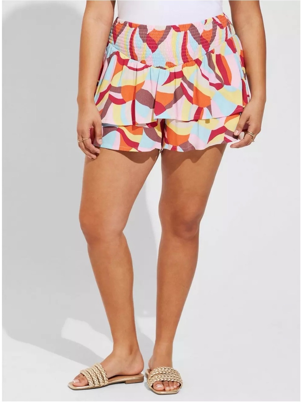 Torrid 3.5 Inch Pull-On Washable Gauze Smocked Ruffle Shorts 4X